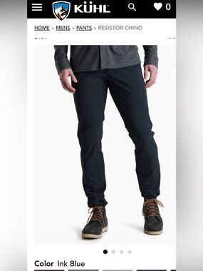 Kuhl resistor chino tapered pants 35x32 ink blue style 5223